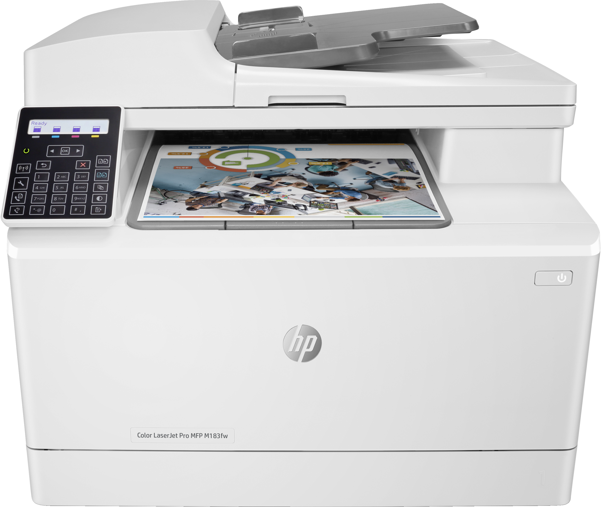 Bild von HP Color LaserJet Pro MFP M183fw - Drucken - Kopieren - Scannen - Faxen - Automatische Dokumentenzuführung für 35 Blatt; Energieeffizient; Hohe Sicherheit; Dualband Wi-Fi - Laser - Farbdruck - 600 x 600 DPI - A4 - Direktdruck - Weiß