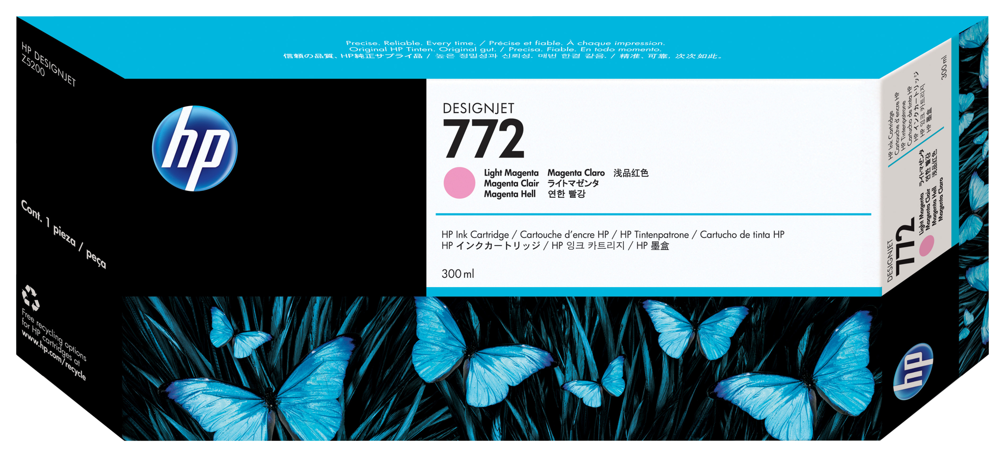 Bild von HP 772 Magenta hell DesignJet Druckerpatrone - 300 ml - Tinte auf Pigmentbasis - 300 ml - 1 Stück(e)