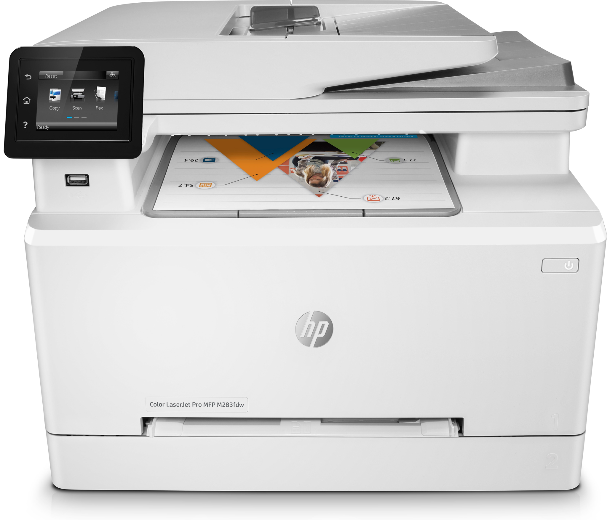 Bild von HP Color LaserJet Pro MFP M283fdw - Drucken - Kopieren - Scannen - Faxen - Drucken über den USB-Anschluss vorn; Scannen an E-Mail; Beidseitiger Druck; Automatische - geglättete Dokumentenzuführung (50 Blatt) - Laser - Farbdruck - 600 x 600 DPI - A4 - Direktd