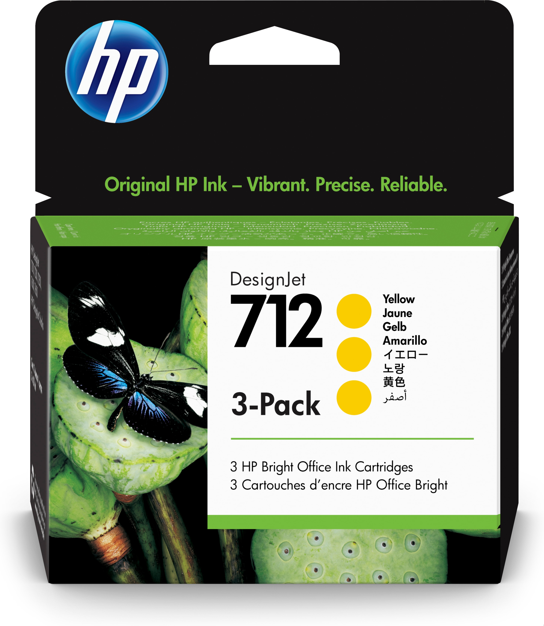 Bild von HP 712 3er-Pack Gelb DesignJet Druckerpatrone - 29 ml - Standardertrag - Tinte auf Farbstoffbasis - 29 ml - 3 Stück(e) - Kombi-Packung
