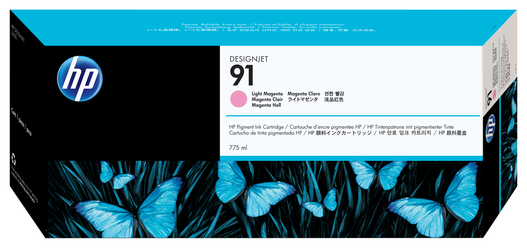 Bild von HP 91 Magenta hell Druckerpatrone - pigmentbasiert - 775 ml - Tinte auf Pigmentbasis - 775 ml - 1 Stück(e)