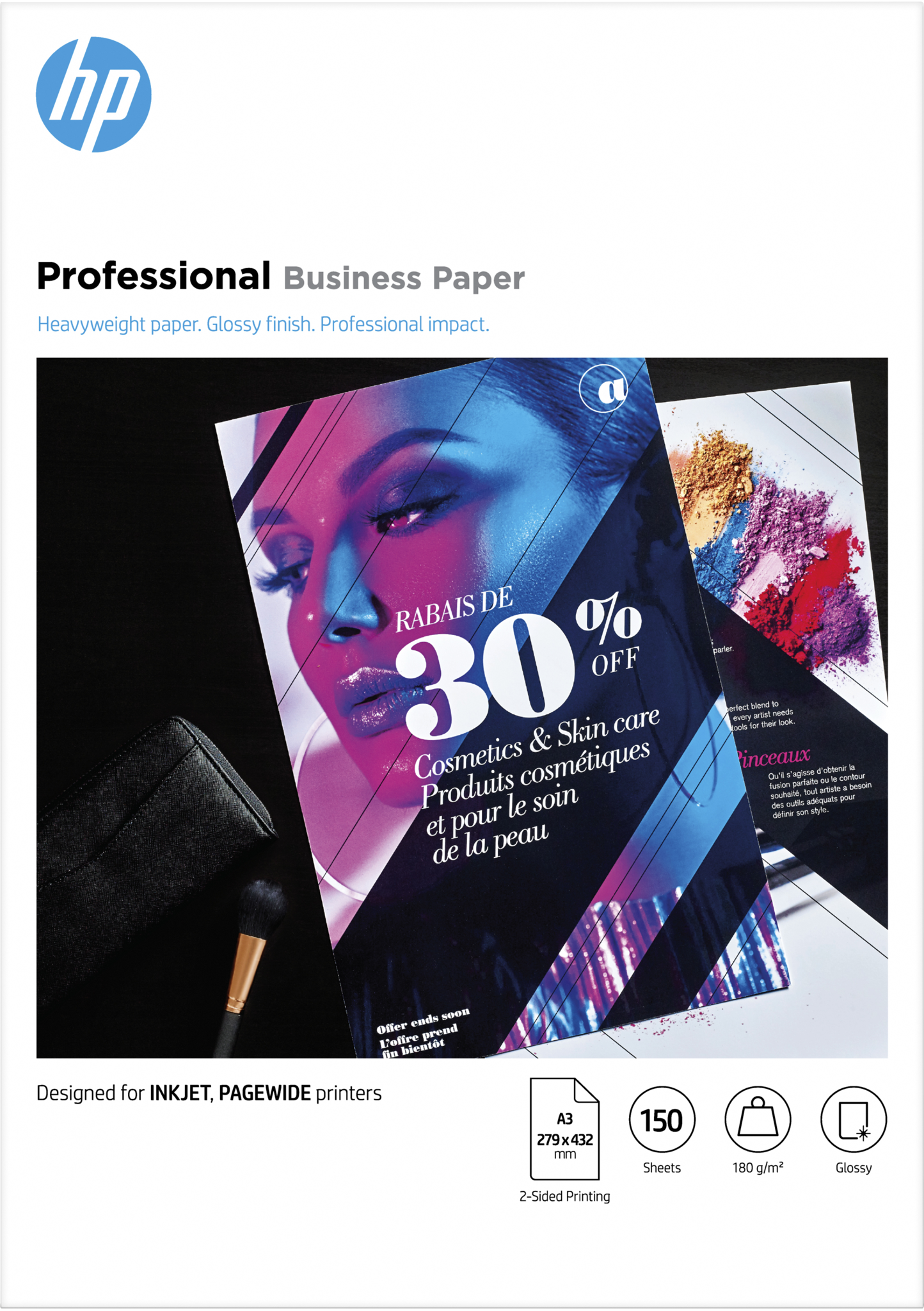 Bild von HP Professional Business Paper - Glossy - 180 g/m2 - A3 (297 x 420 mm) - 150 sheets - Tintenstrahldrucker - A3 (297x420 mm) - Glanz - 150 Blätter - 180 g/m² - Weiß