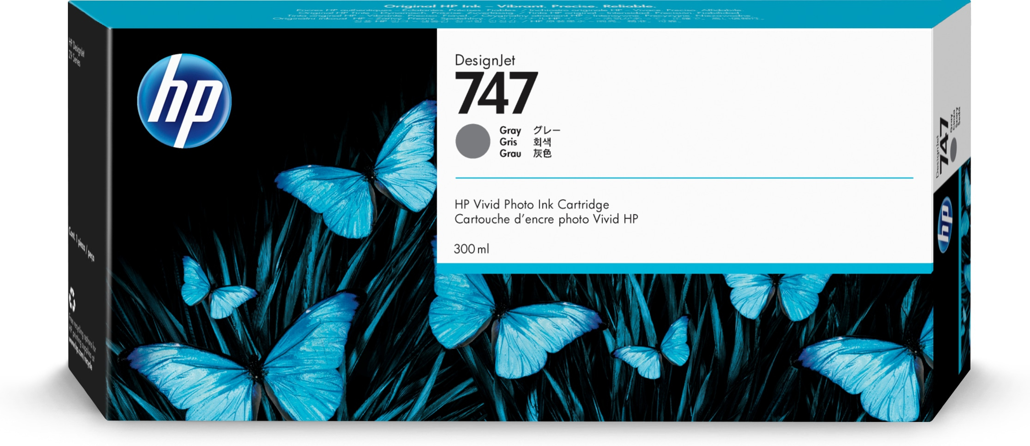 Bild von HP 747 Grau DesignJet Tintenpatrone - 300 ml - Tinte auf Pigmentbasis - 300 ml - 1 Stück(e)