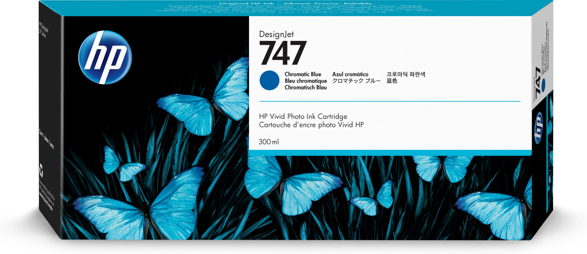 Bild von HP 747 Chromatisches Blau DesignJet Tintenpatrone - 300 ml - Tinte auf Pigmentbasis - 300 ml - 1 Stück(e)