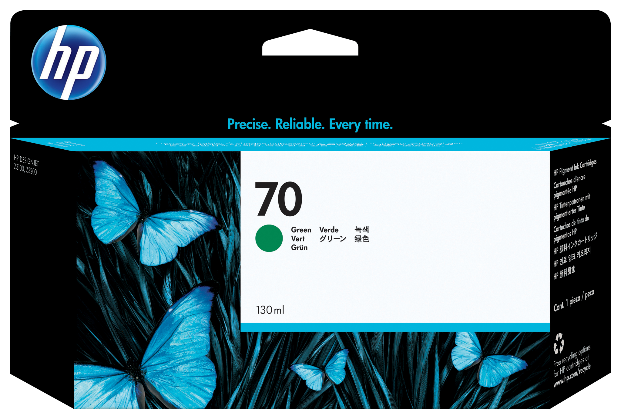 Bild von HP 70 Grün Druckerpatrone - 130 ml - Tinte auf Pigmentbasis - 130 ml - 1 Stück(e)