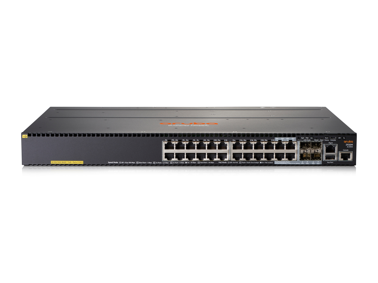 Bild von HPE a Hewlett Packard Enterprise company Aruba 2930M 24G PoE+ 1-slot - Managed - L3 - Gigabit Ethernet (10/100/1000) - Power over Ethernet (PoE) - Rack-Einbau - 1U