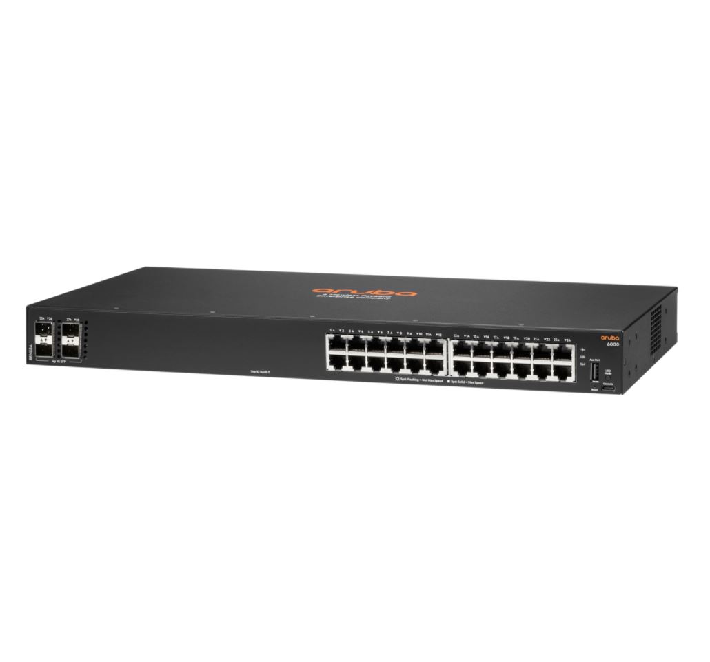 Bild von HPE Networking CX 6000 24G 4SFP Switch - Managed - L3 - Gigabit Ethernet (10/100/1000) - Rack-Einbau - 1U